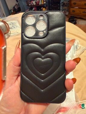 Black Quilted Heart Phone Case - Unbranded